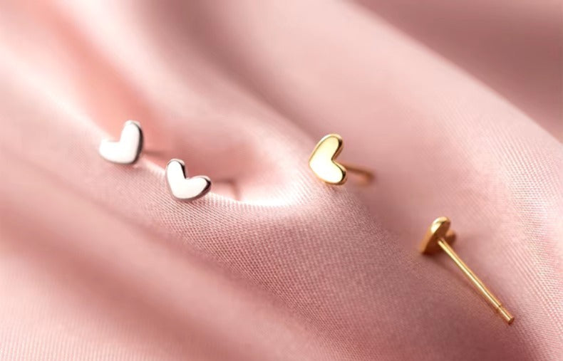 pendientes sencillos de Plata de Ley 925 con forma de corazón