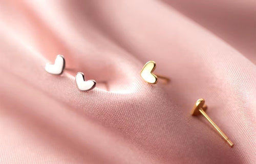 pendientes sencillos de Plata de Ley 925 con forma de corazón