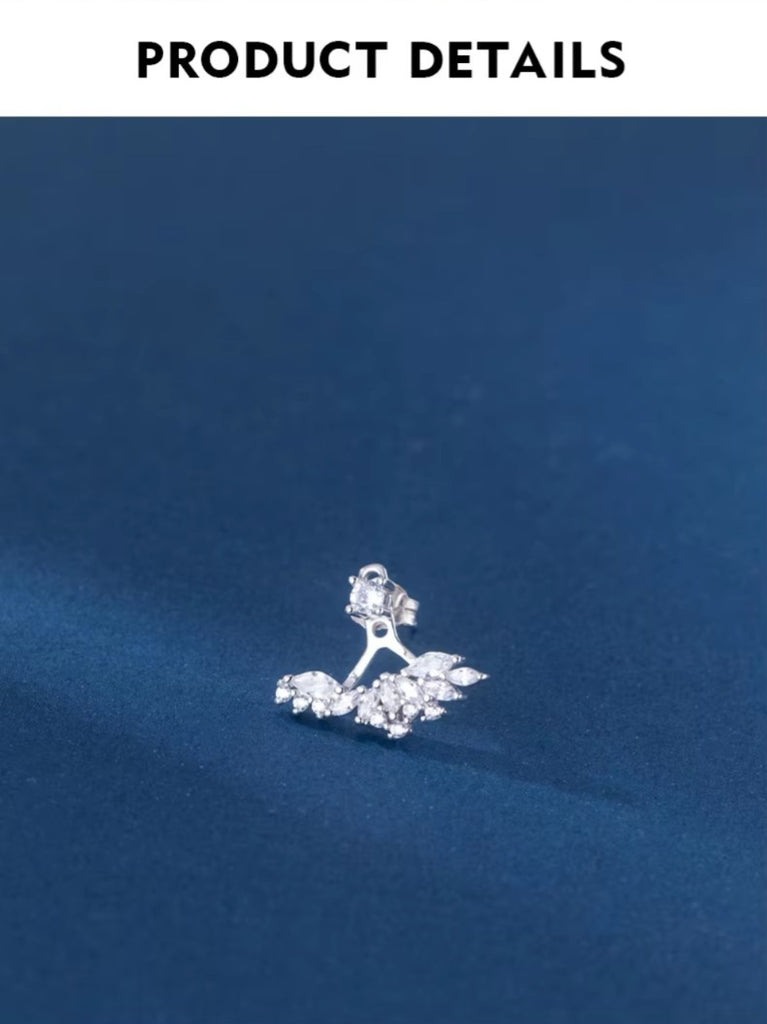 pendientes de plata de ley 925 con alas de boda para mujer, aretes transparentes de Circonia cúbica
