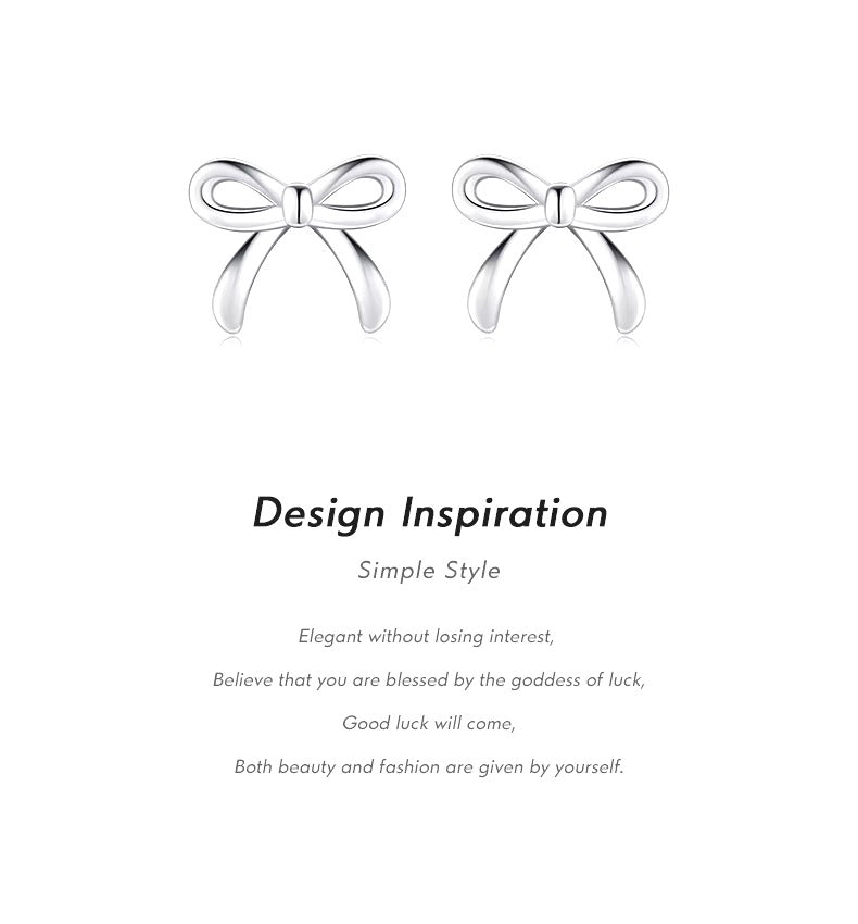 pendientes de plata de ley 925 con forma de lazo para mujer