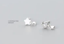 Load image into Gallery viewer, pendientes de plata de ley 925 con forma de luna para mujer