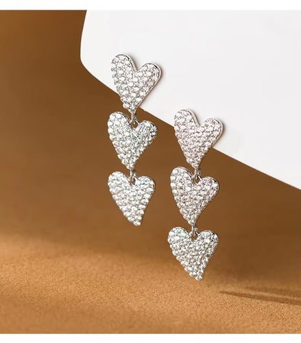 pendientes colgantes de corazón a corazones para mujer, de Plata de Ley 925
