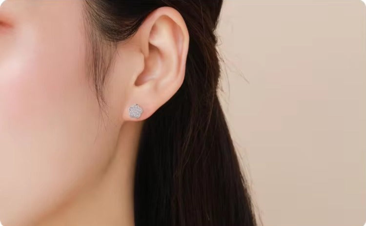 pendientes de tuerca de circonia cúbica para mujer y niña