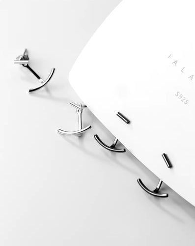 pendientes minimalistas de dos tipos para mujer, de Plata de Ley 925 auténtica, con cierre de tuerca