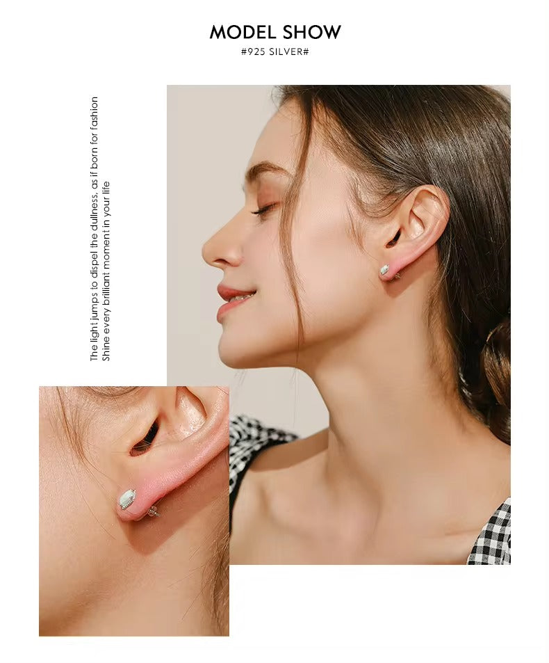 pendientes de plata de primera ley y ópalo para mujer