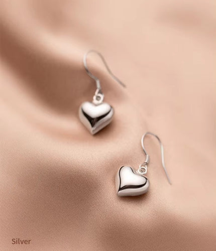pendientes minimalistas de Plata de Ley 925 para mujer y niña, aretes colgantes con forma de corazón