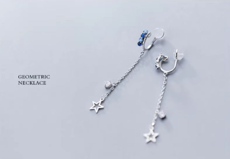 pendientes de plata de ley 925 con forma de U para mujer, joyería fina con Clips