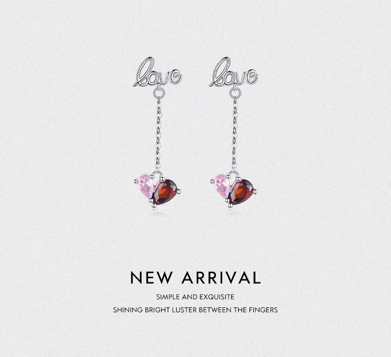 pendientes de plata de ley 925 con letras románticas para mujer