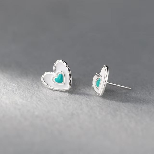 pendientes de plata de ley 925 con forma de corazón para mujer, joyería fina
