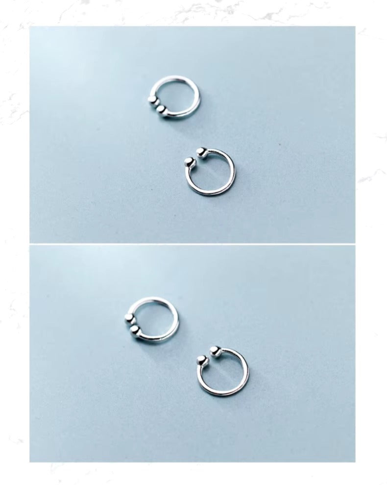 pendientes de Clip de Plata de Ley 925 para mujer, aretes de cuentas simples y lindas