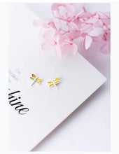 Load image into Gallery viewer, pendientes de plata de ley 100% con forma de libélula