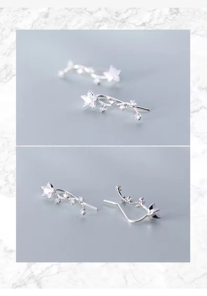 pendientes de plata de ley 925 con estrellas para mujer