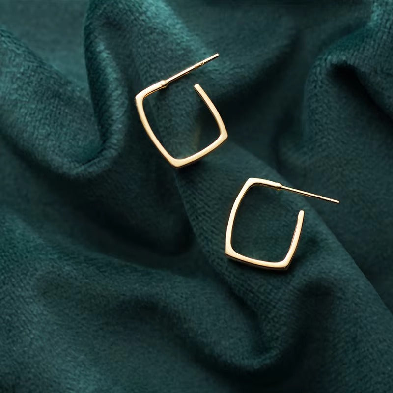pendientes de plata de ley 925 para mujer, aretes geométricos de Color dorado