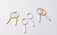 Load image into Gallery viewer, pendientes de aro de Plata de Ley 925 auténtica para mujer, aretes geométricos de palo rectangular