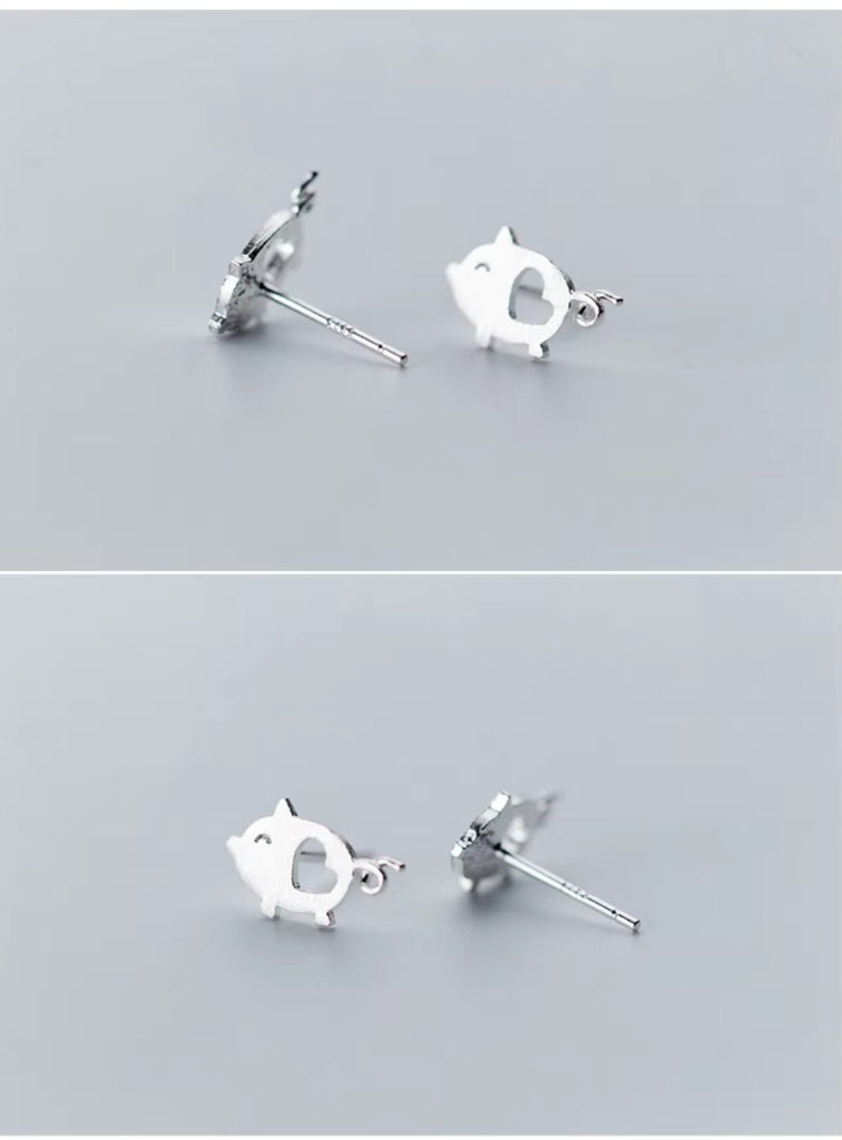 pendientes de plata de ley 100% con forma de cerdo, joyería con cierre de tuerca