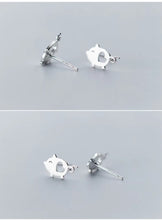 Load image into Gallery viewer, pendientes de plata de ley 100% con forma de cerdo, joyería con cierre de tuerca