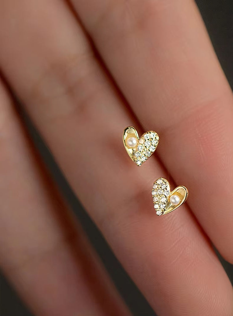 pendientes de plata de ley 925 con forma de corazón Irregular para mujer