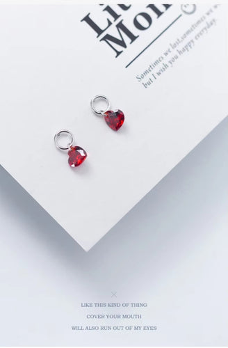pendientes colgantes minimalistas para mujer, aretes de Plata de Ley 925 con corazones rojos