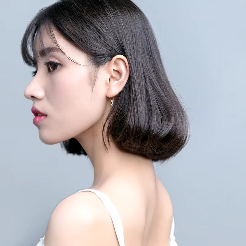 pendientes de gota de agua de cristal verde Simple para mujer, de plata de ley 100% 925