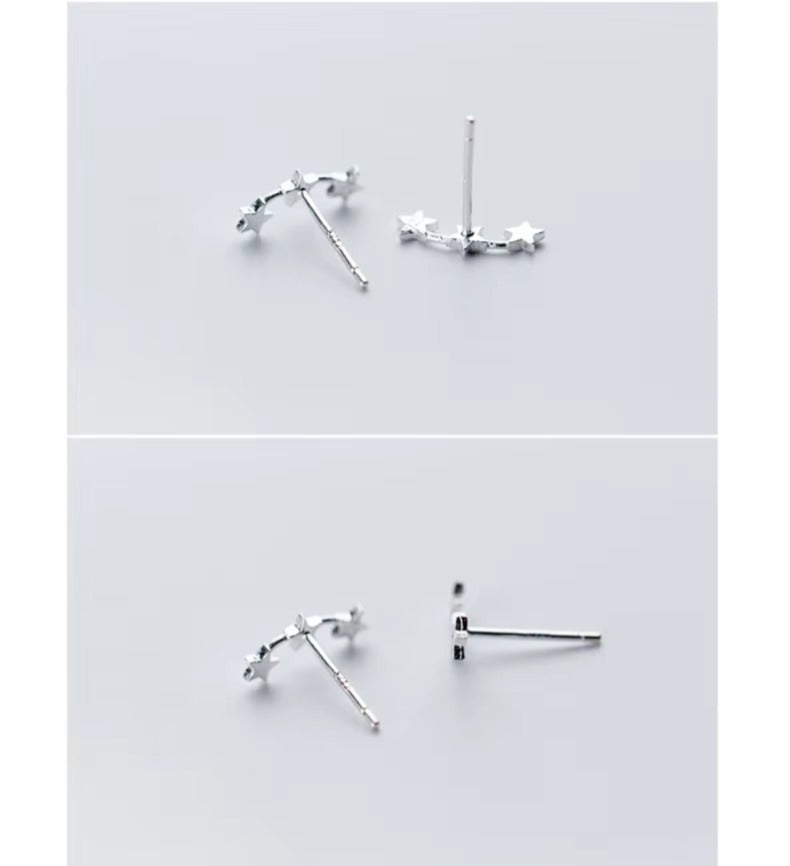 pendientes de plata de ley 925 con estrellas esmeriladas para mujer, aretes de tuerca bonitos