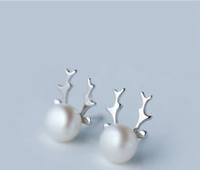 Load image into Gallery viewer, pendientes de plata de ley 925 con diseño de perlas de alce para mujer, joyería de moda