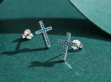 Load image into Gallery viewer, pendientes de plata de ley 925 con forma de cruz para mujer