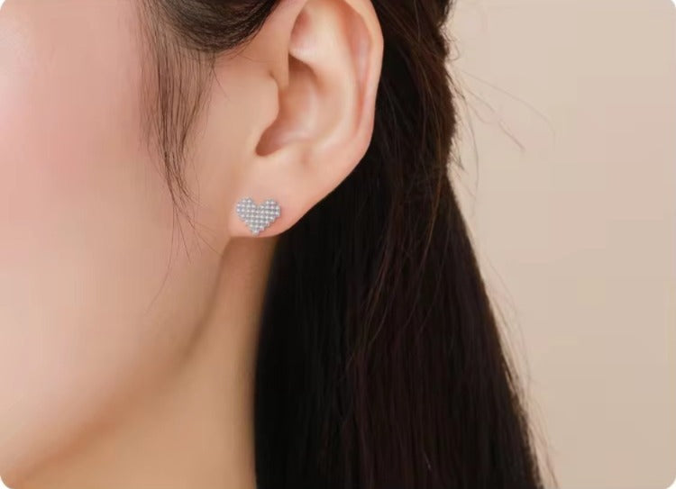 pendientes de plata de ley 925 con forma de corazón