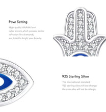 Load image into Gallery viewer, pendientes de plata de ley 925 con esmalte de Ojo Azul para mujer