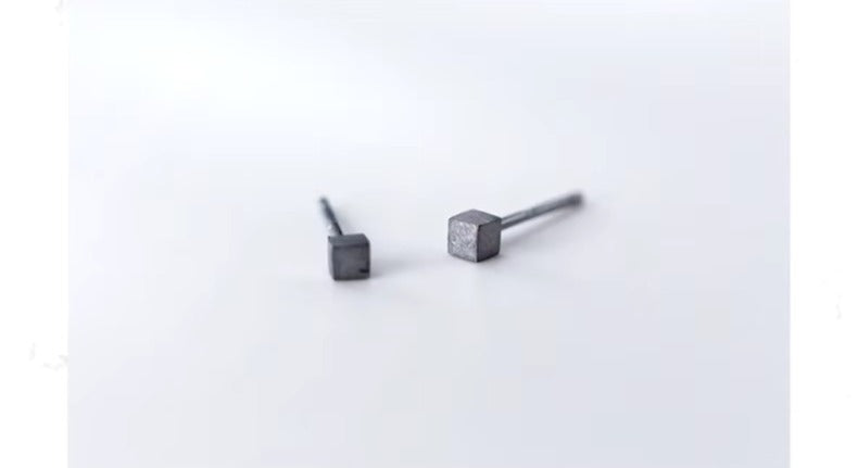 pendientes de plata de ley 925 con forma de cubo de azúcar para mujer, joyería fina