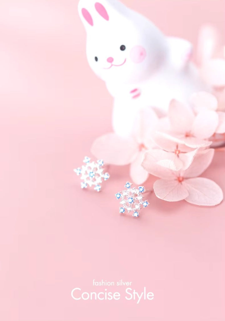 pendientes de plata de ley 925 con forma de copo de nieve para mujer