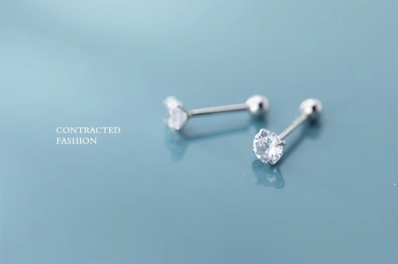 pendientes de tuerca de circonia AAA deslumbrantes para mujer