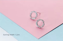 Cargar imagen en el visor de la galería, pendientes redondos geométricos de circonita brillante para mujer, joyería de Declaración