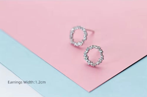 pendientes redondos geométricos de circonita brillante para mujer, joyería de Declaración