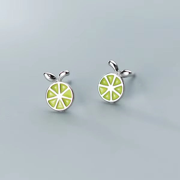 pendientes de plata de ley 925 con forma de limón para mujer, aretes con forma de fruta