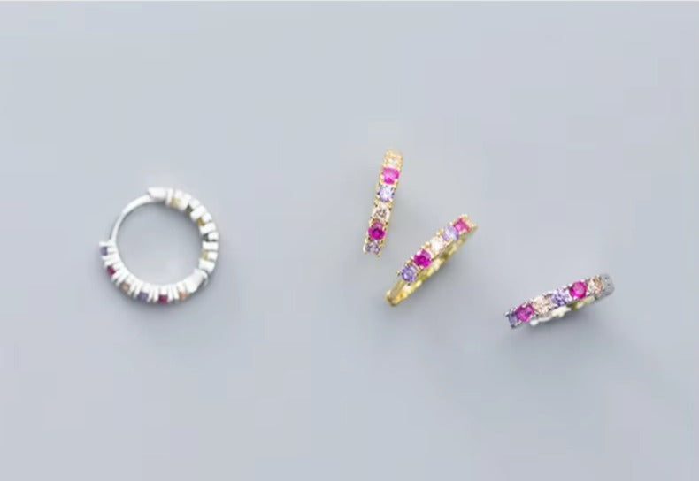 pendientes de aro geométricos de Plata de Ley 925 para mujer