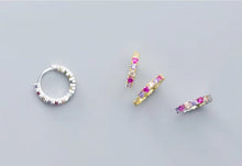 Load image into Gallery viewer, pendientes de aro geométricos de Plata de Ley 925 para mujer