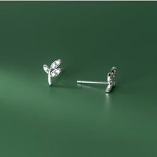 Load image into Gallery viewer, pendientes de plata de ley 925 auténtica para mujer, Mini hojas pequeñas