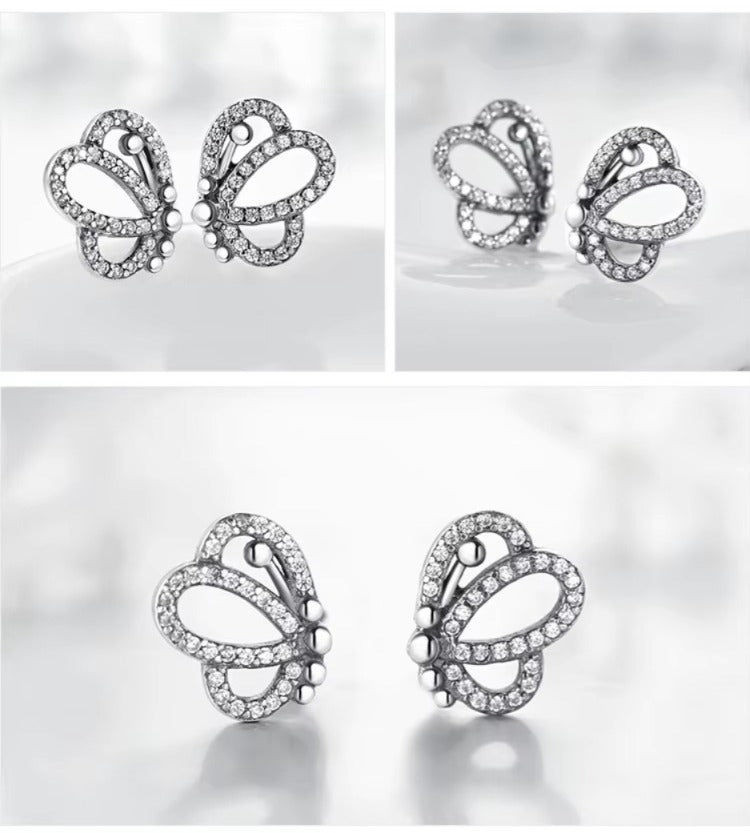 pendientes de tuerca de mariposa para mujer, joyería de marca de Plata de Ley 925
