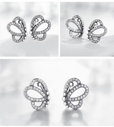 pendientes de tuerca de mariposa para mujer, joyería de marca de Plata de Ley 925