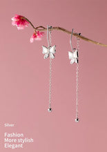 Cargar imagen en el visor de la galería, pendientes de plata esterlina 925 para mujer, aretes de gota con borla de bola de mariposa de baile