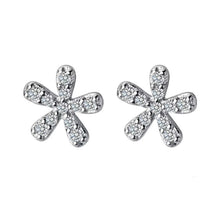 Load image into Gallery viewer, pendientes de plata de ley 925 con forma de flor para mujer, joyería fina con cierre de tuerca