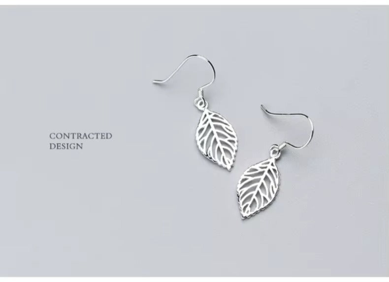 Pendientes de gota de hojas de árbol para mujer, Plata de Ley 100% 925 auténtica