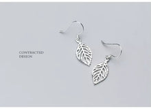 Load image into Gallery viewer, Pendientes de gota de hojas de árbol para mujer, Plata de Ley 100% 925 auténtica