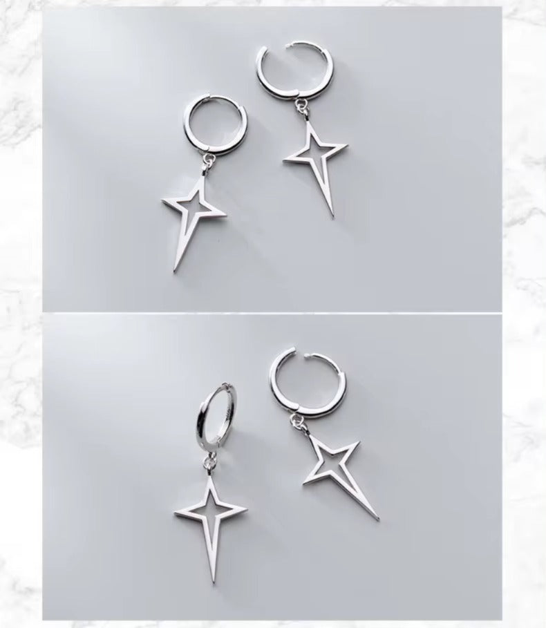 pendientes de aro con forma de estrella y Cruz para mujer