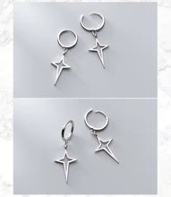 Load image into Gallery viewer, pendientes de aro con forma de estrella y Cruz para mujer