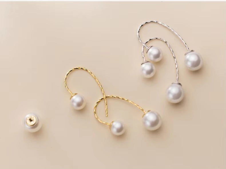 pendientes colgantes de perlas para mujer, de Plata de Ley 925 auténtica, Color dorado