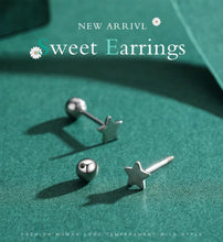Load image into Gallery viewer, pendientes minimalistas de plata de ley 100% 925 para mujer y niña, aretes pequeños