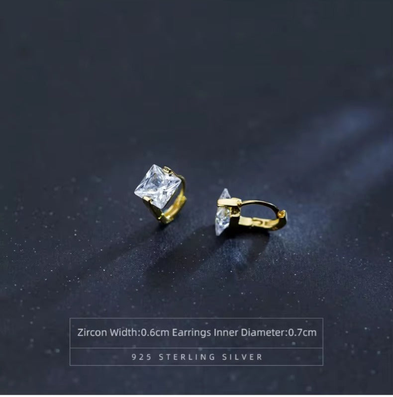 pendientes de aro de Plata de Ley 925 con zirconia cúbica