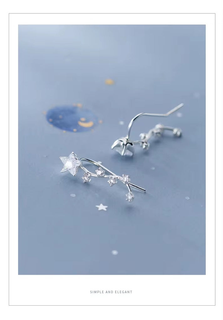 pendientes de plata de ley 925 con estrellas para mujer