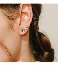 Load image into Gallery viewer, pendientes minimalistas de Plata de Ley 925 con hojas de árbol esmaltado para mujer
